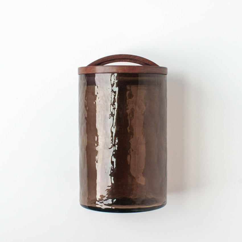Large Textured Glass Canisters - Smoke