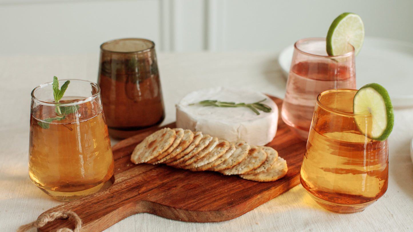 Hammered Glass Stemless Tumblers - Set of 2