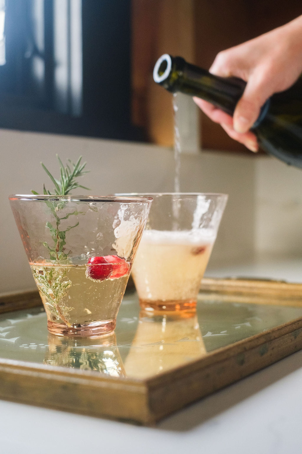 Handblown Hammered Funneled Glasses - Set of 2