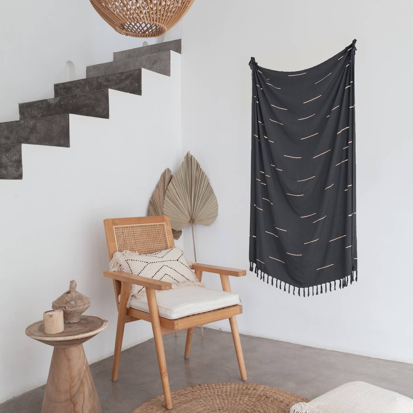 Minimalist Lines Tapestry - Charcoal