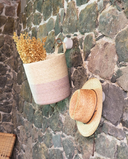 Handwoven Color-Block Hanging Basket