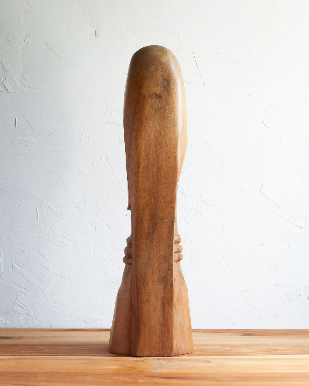 Smooth Wooden Female Bust Sculpture