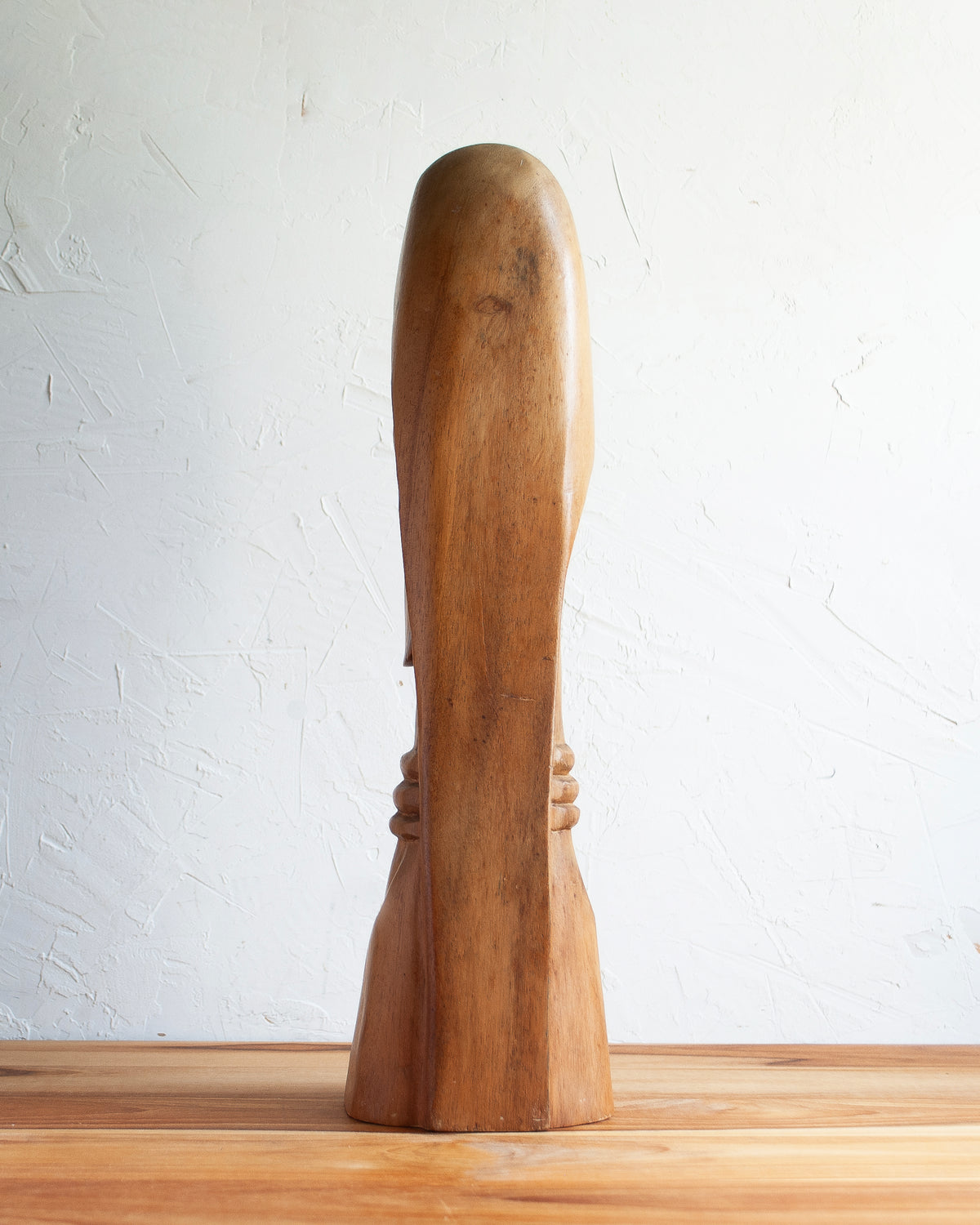 Smooth Wooden Female Bust Sculpture