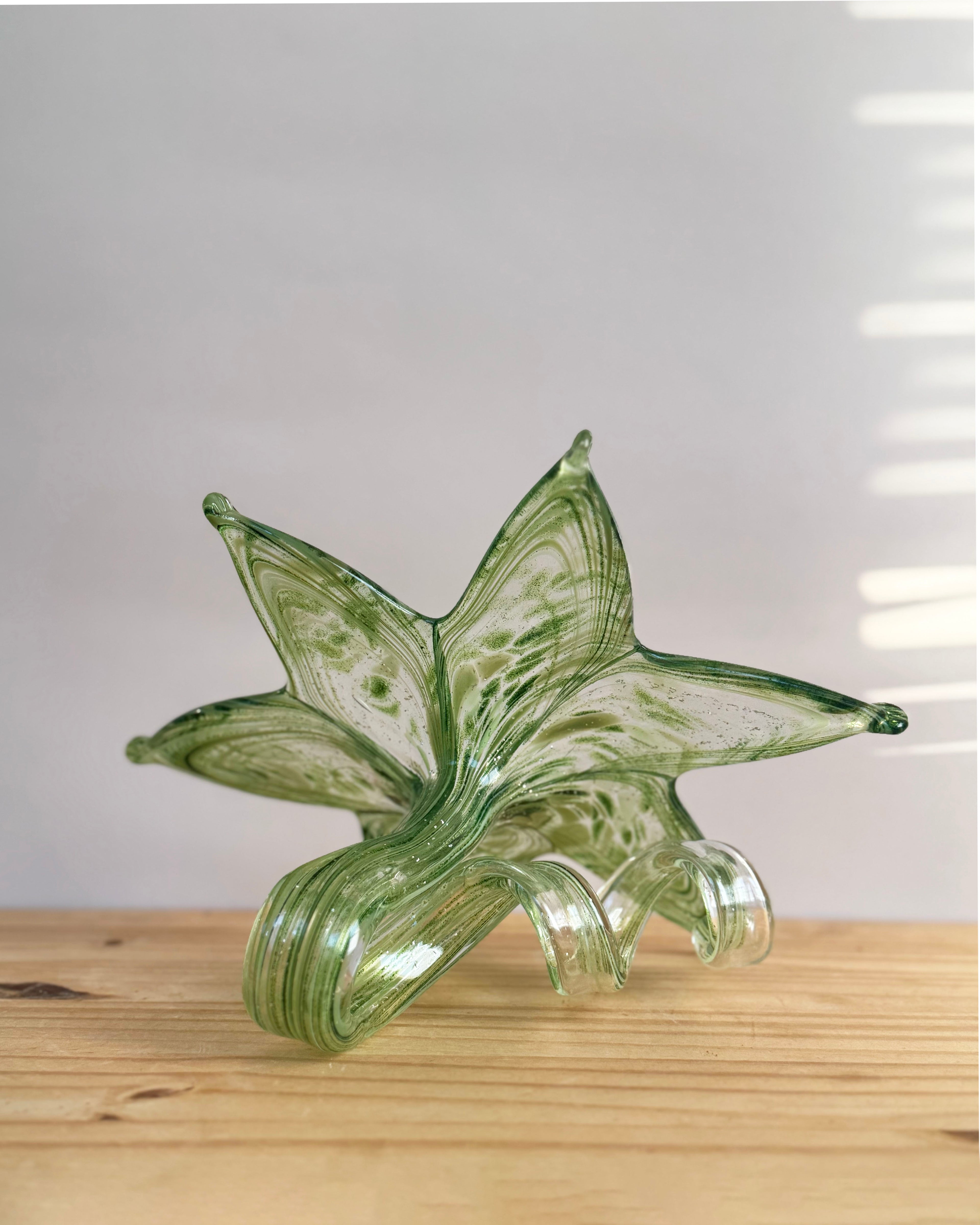 Handblown Glass Flower - Green Flower