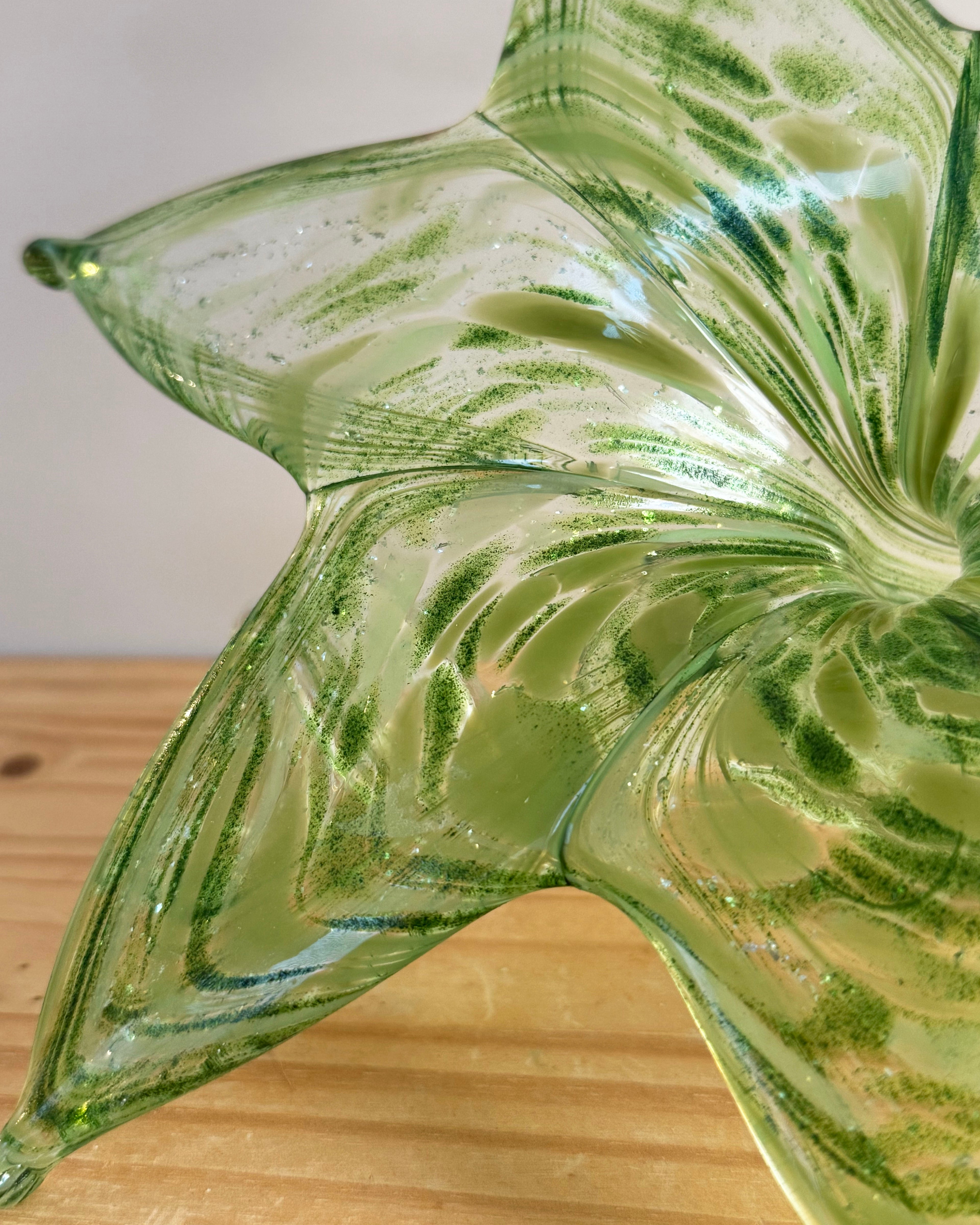 Handblown Glass Flower - Green Flower