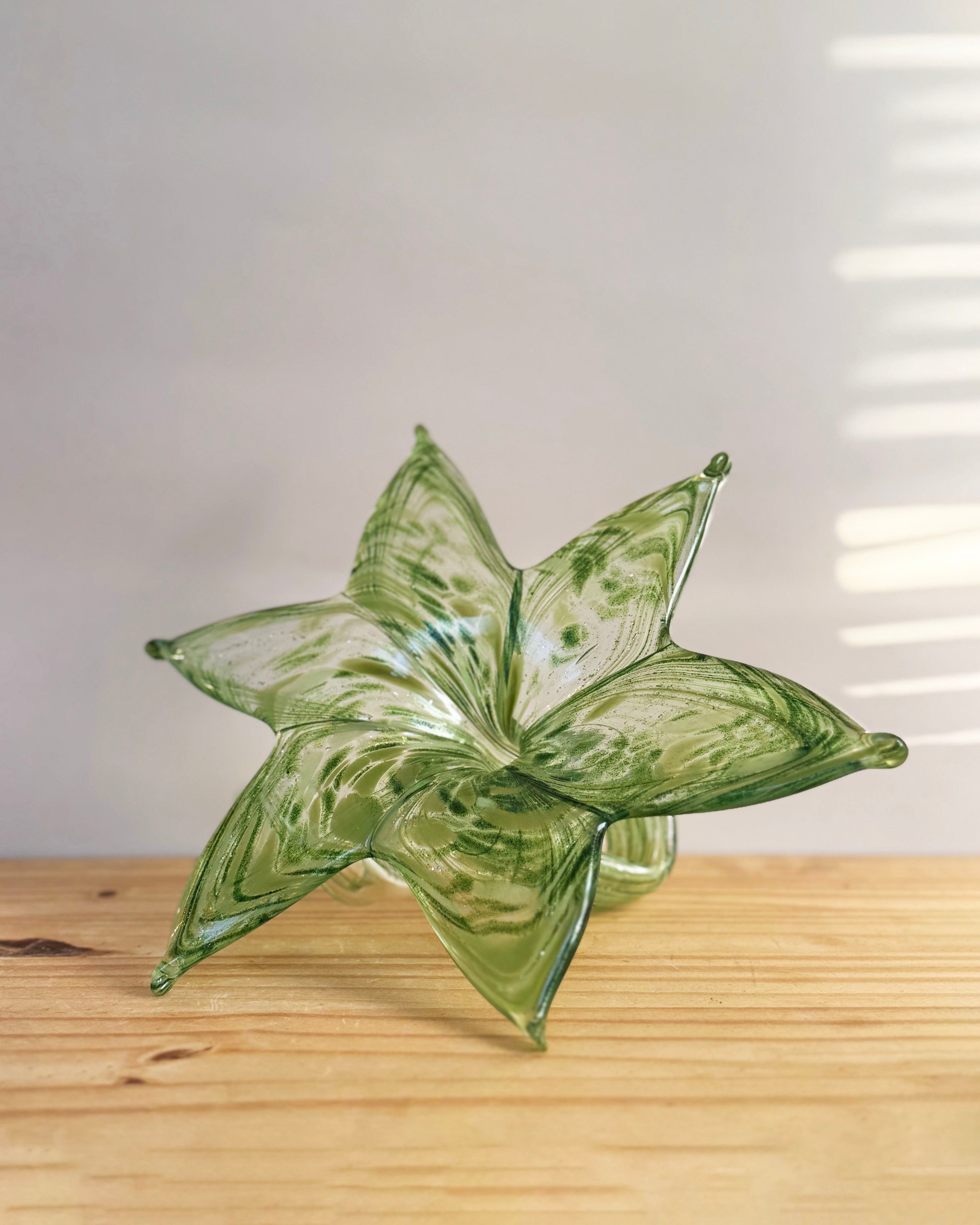 Handblown Glass Flower - Green Flower