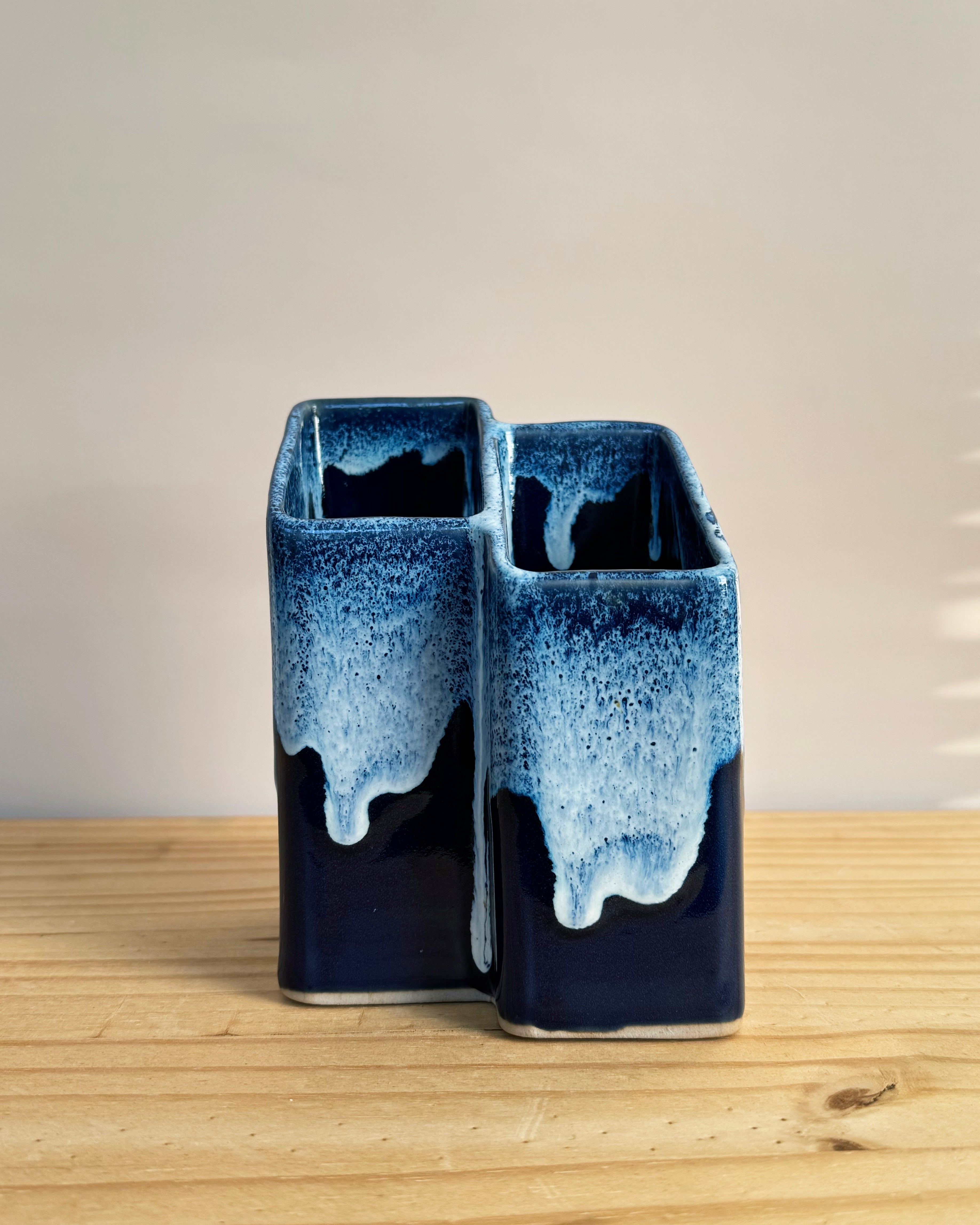 Blue Drip Glaze Pencil Holder