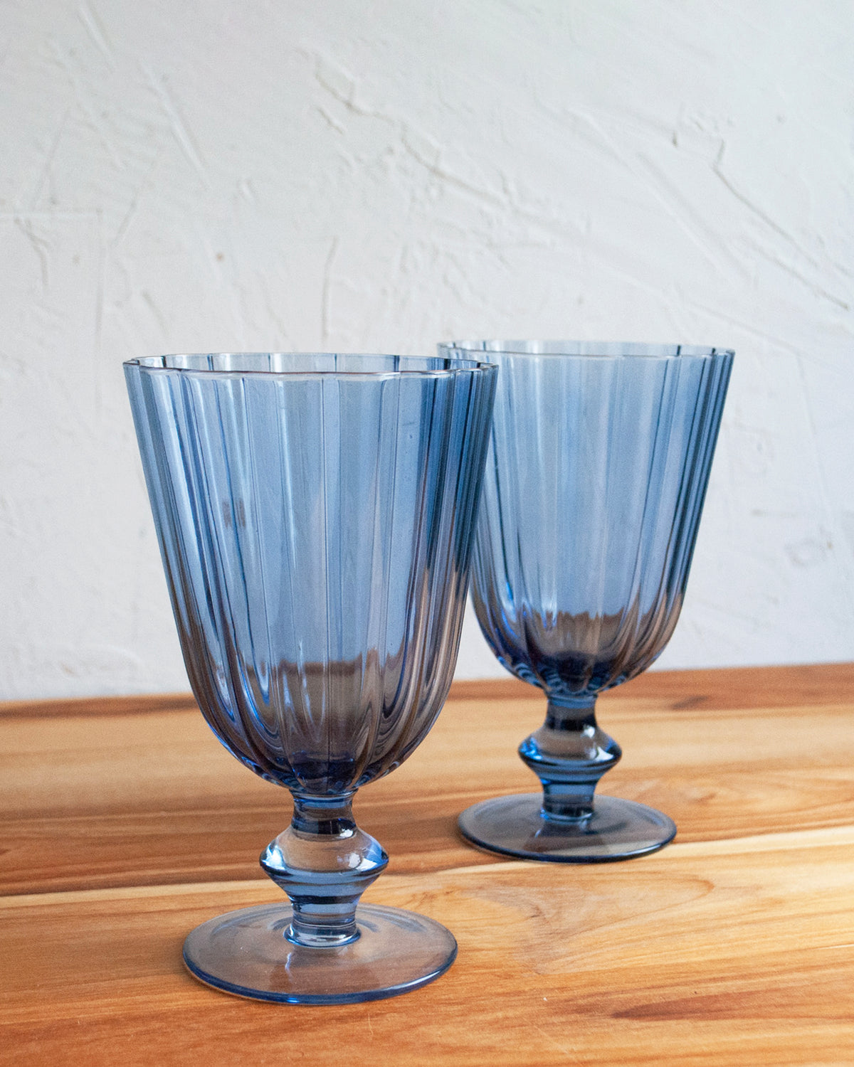 Blue Scalloped Goblets – Set of 2