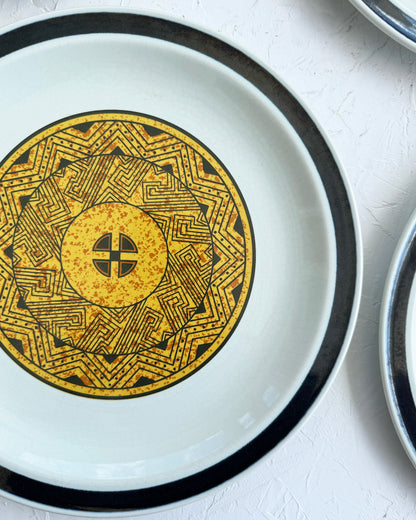 Yellow Aztec Dinner Plates