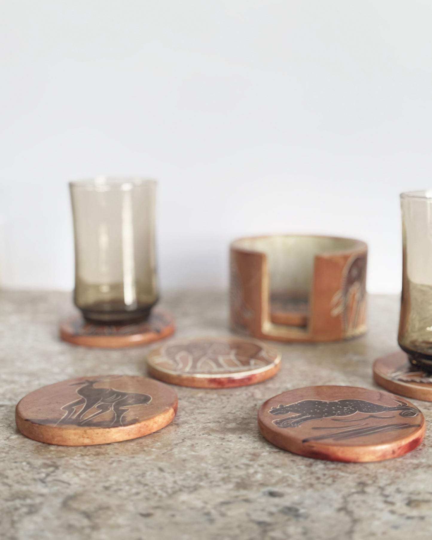 Tribal Soapstone Coaster Set