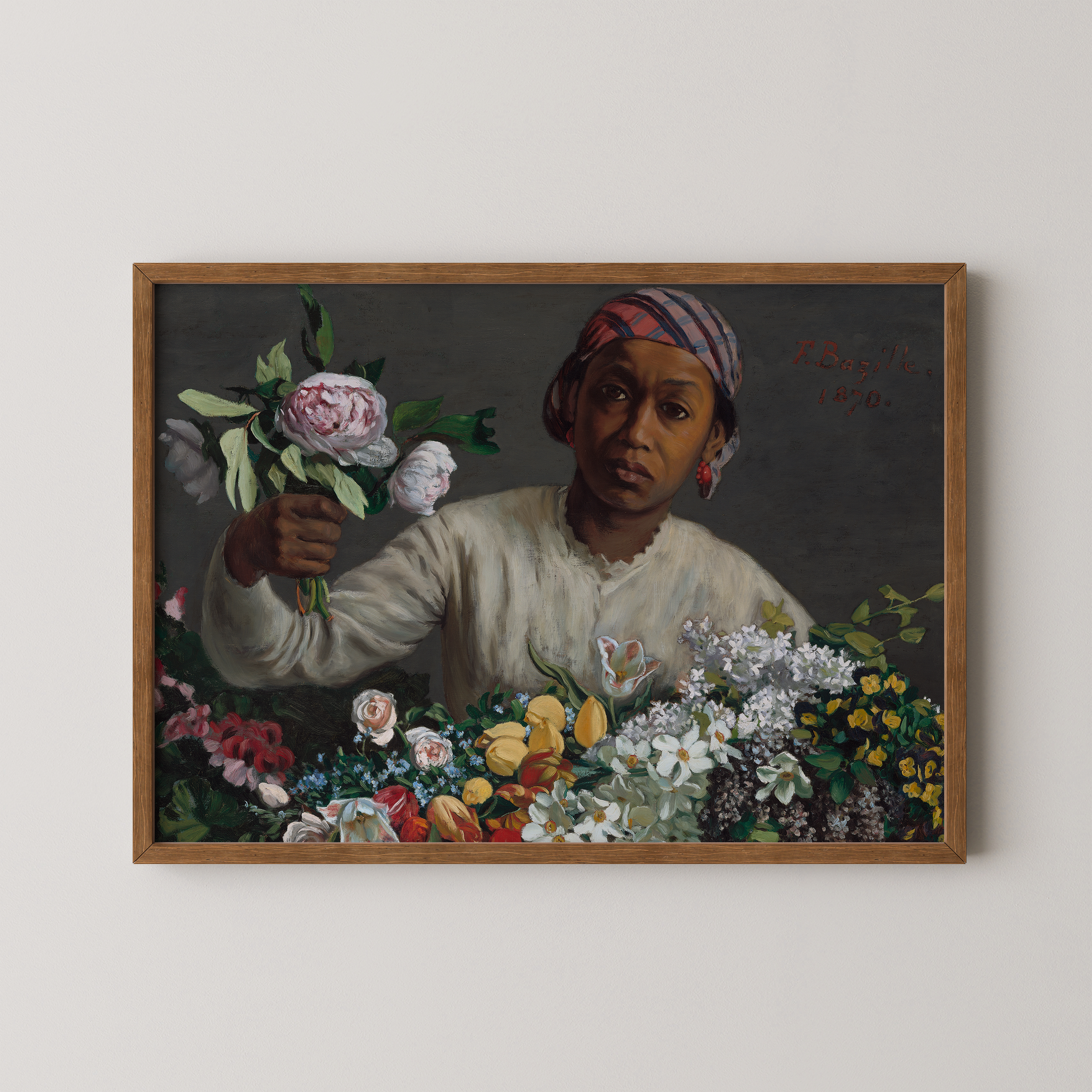 Young Woman with Peonies Art Print