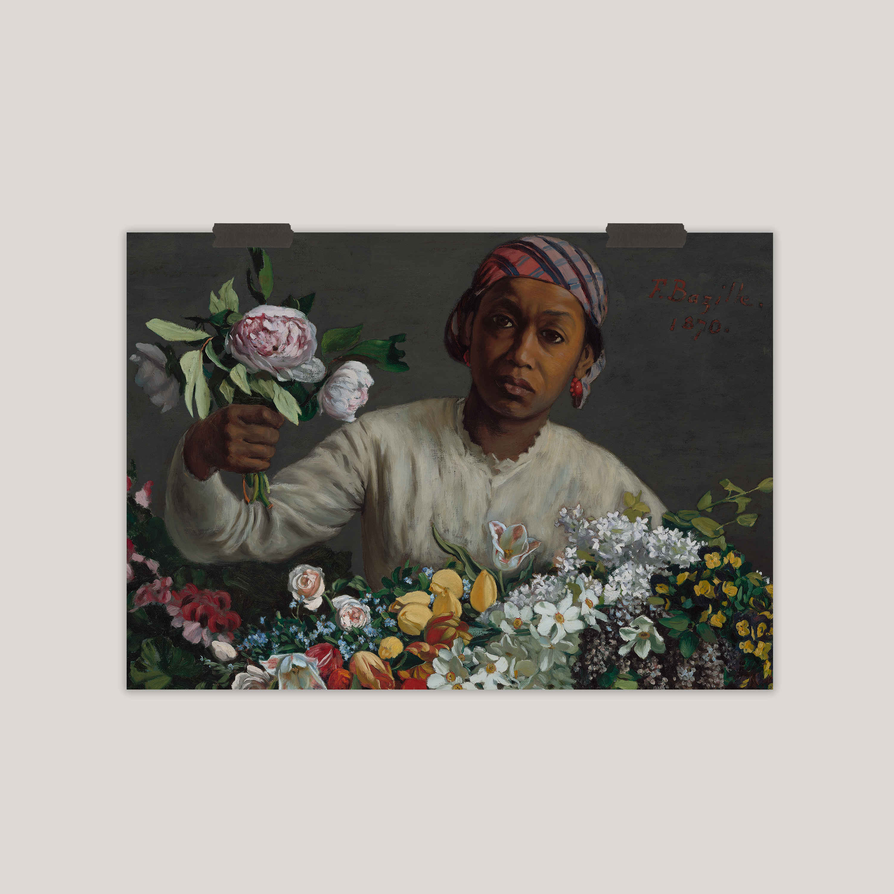 Young Woman with Peonies Art Print