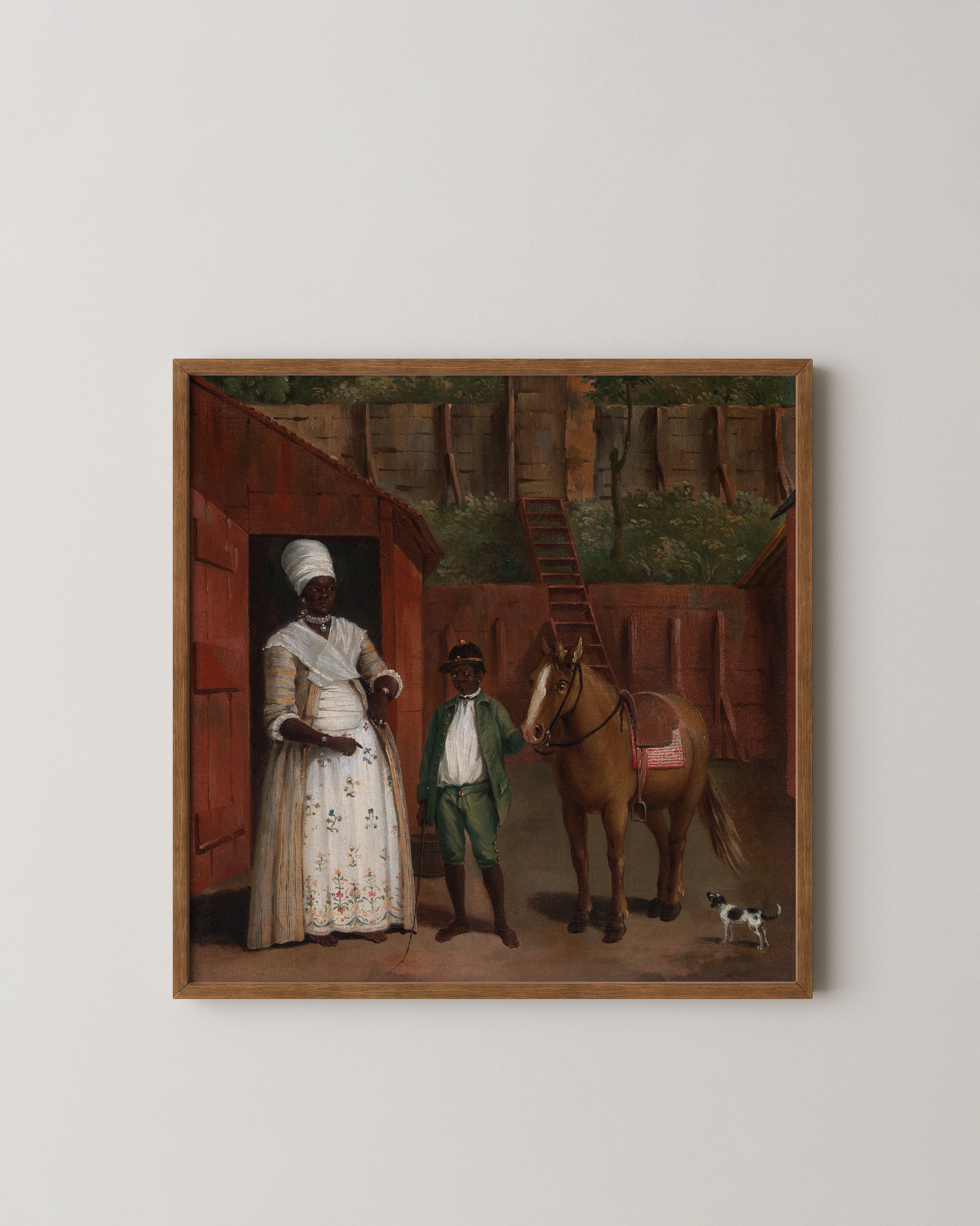 A Mother With Her Son And A Pony Art Print