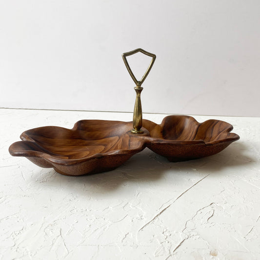 MCM Faux Wood Leaf Server