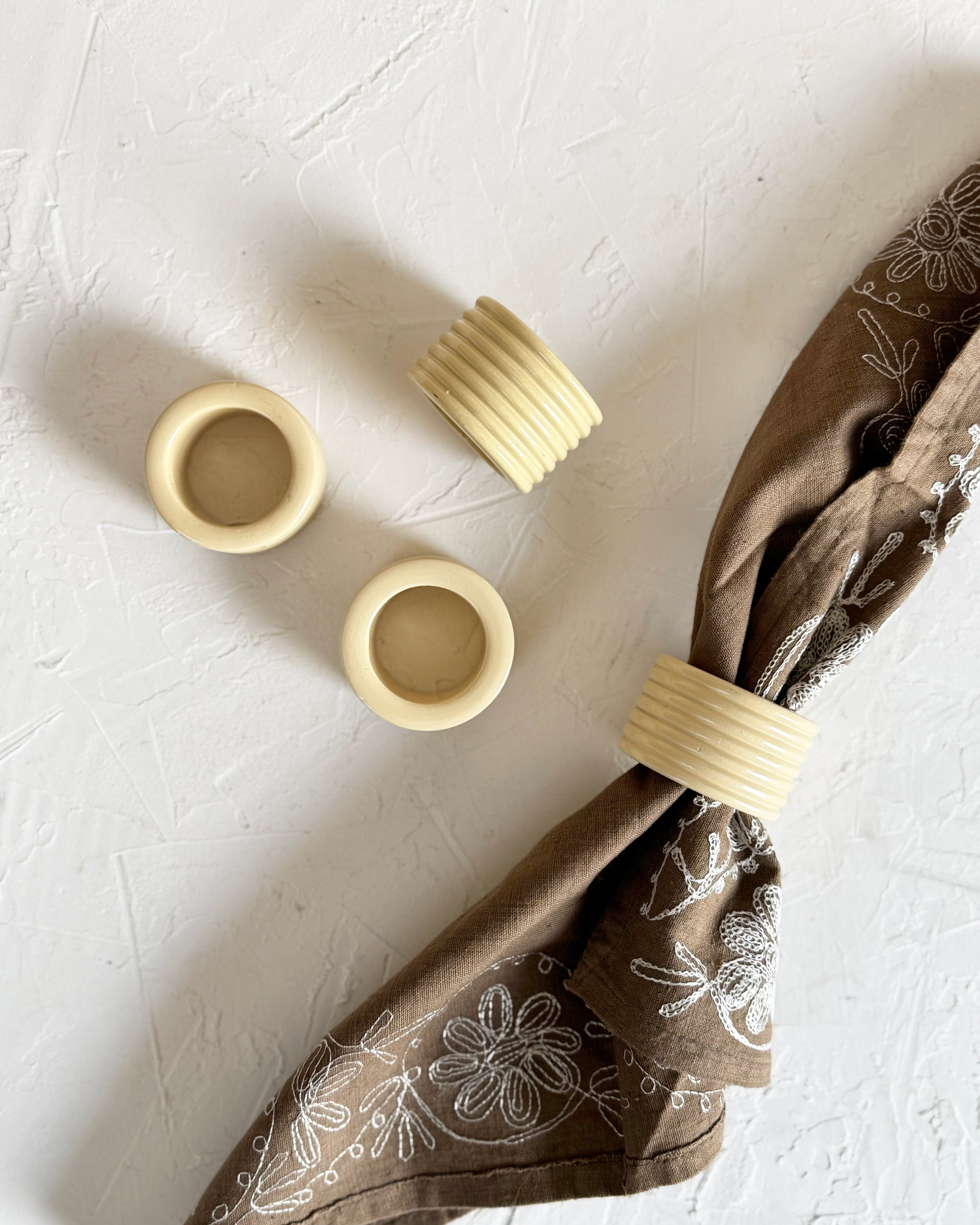 MCM Ribbed Napkin Rings - Set of 4