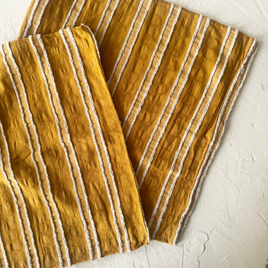 Yellow Striped & Textured Pillow Cases