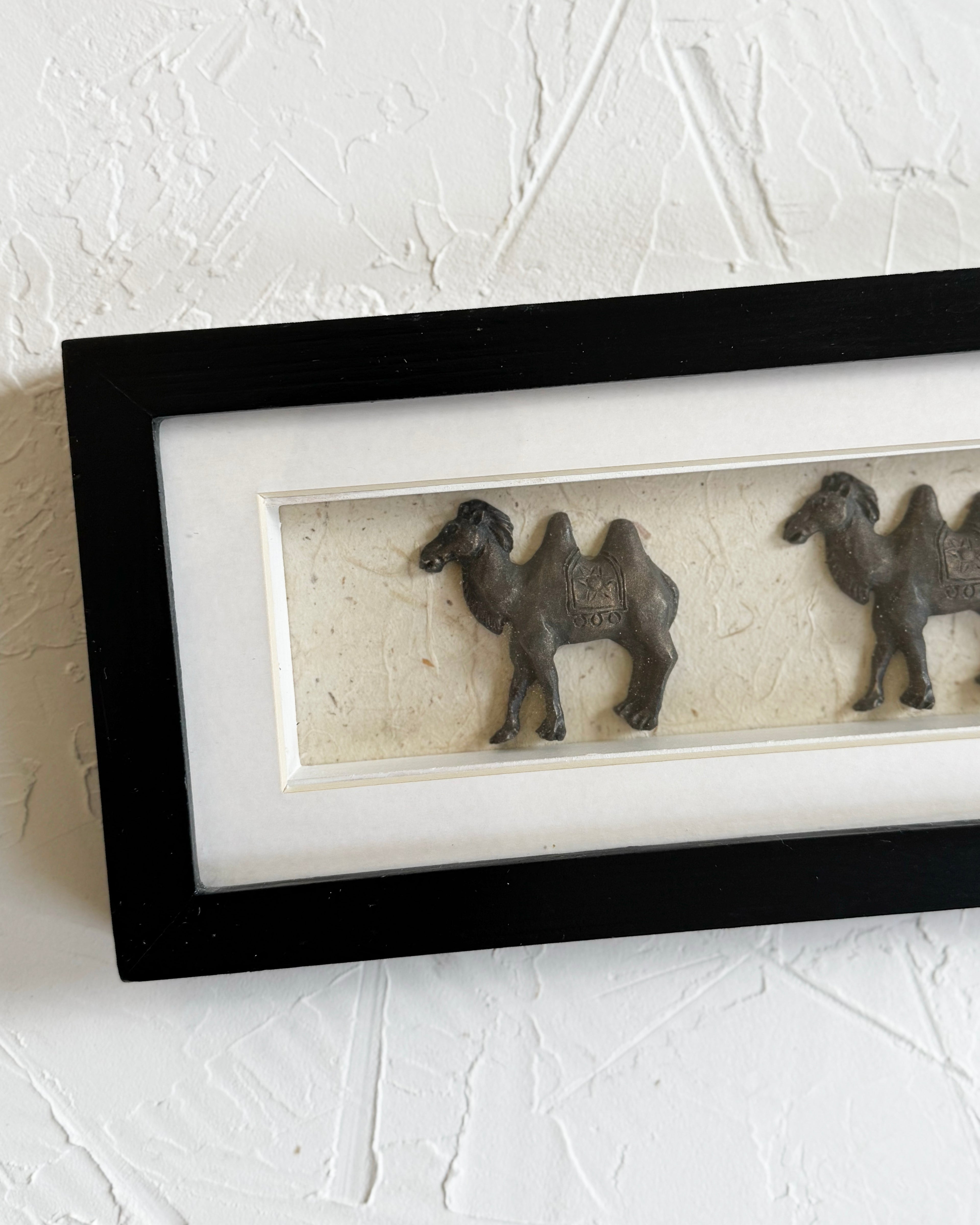 Framed Relief Camels