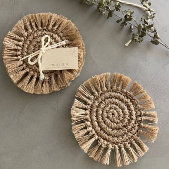 Fringe Fique Coasters - Set of 4
