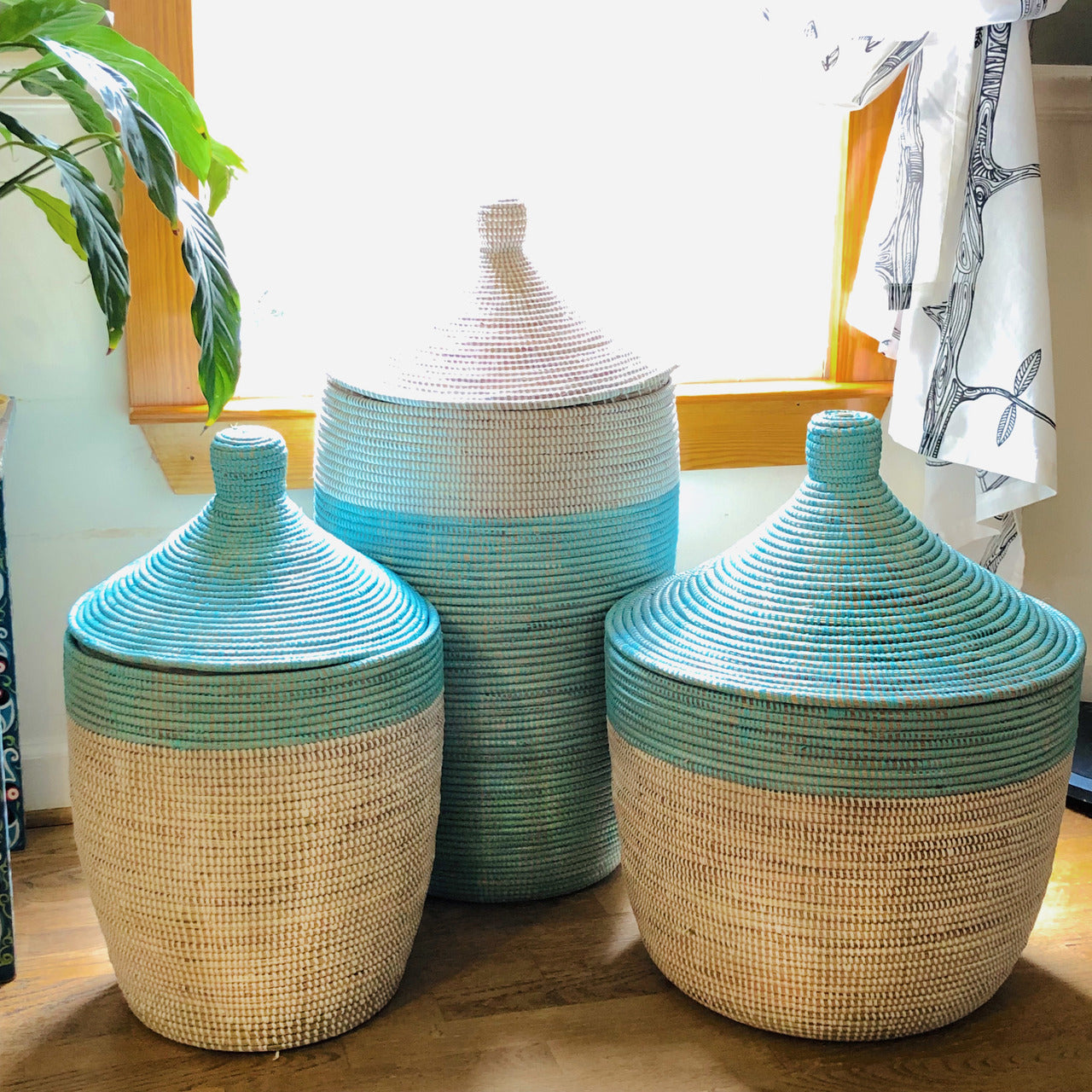 Low Profile Storage Basket – Turquoise Colorblock