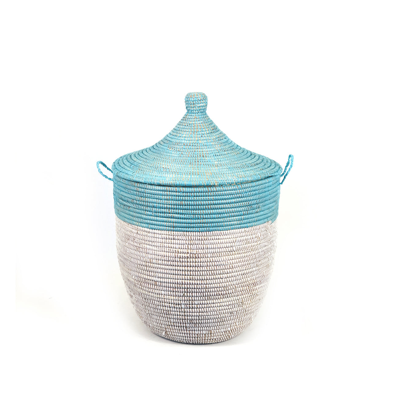 Medium Woven Storage Basket – Turquoise Colorblock