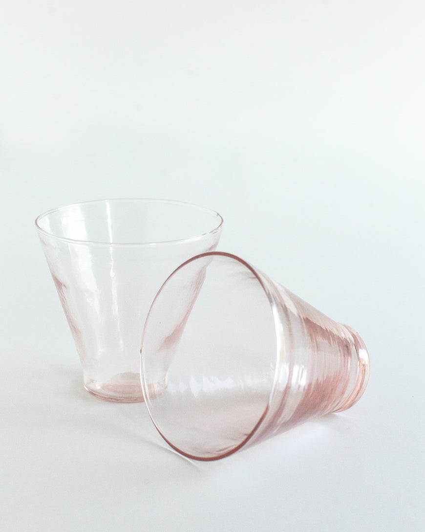 Handblown Hammered Funneled Glasses - Set of 2