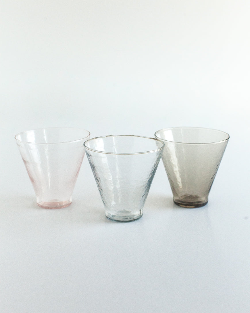 Handblown Hammered Funneled Glasses - Set of 2