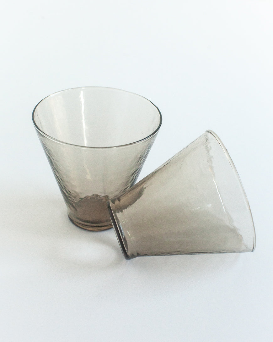 Handblown Hammered Funneled Glasses - Set of 2