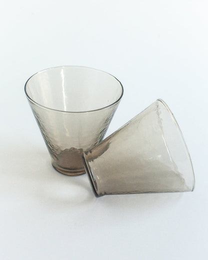 Handblown Hammered Funneled Glasses - Set of 2