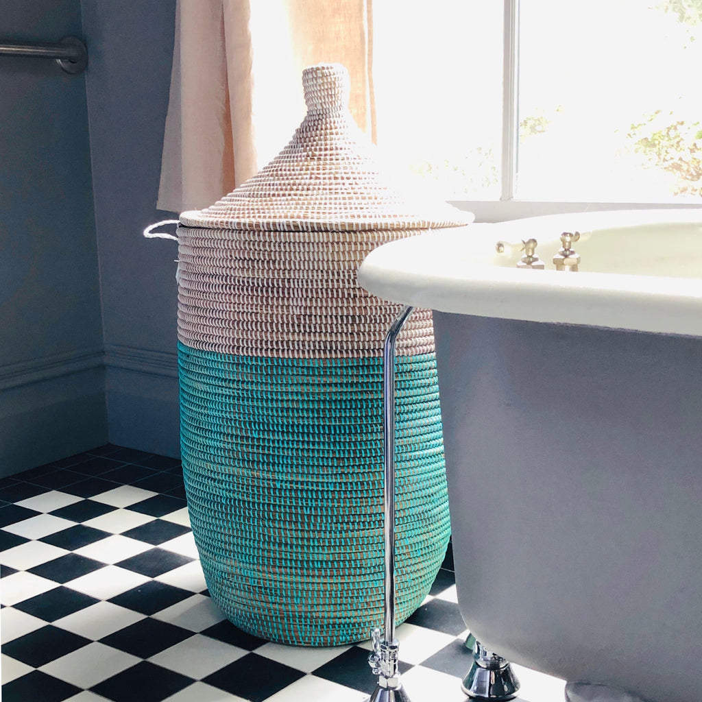 Large Storage Basket – Turquoise Colorblock