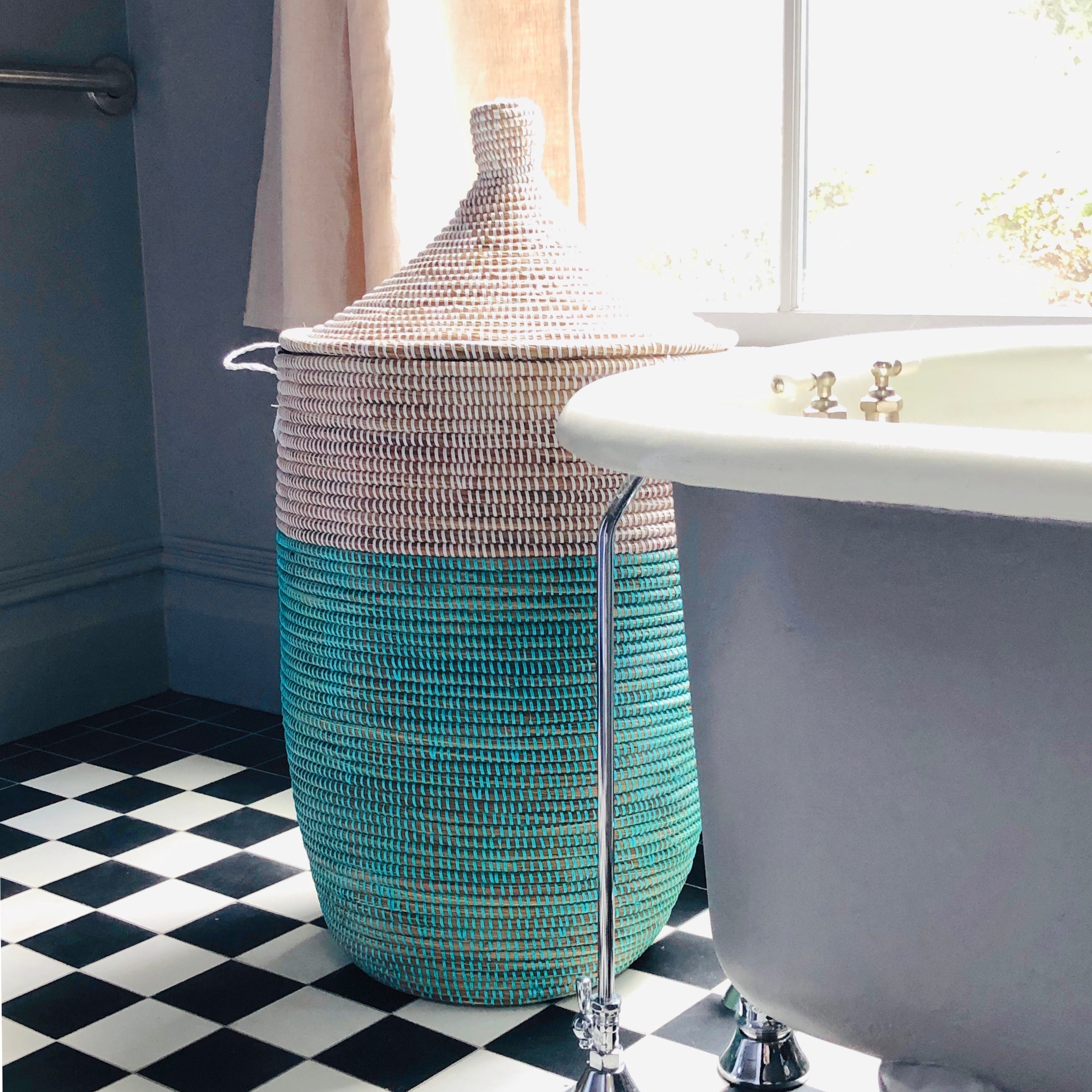 Large Storage Basket – Turquoise Colorblock