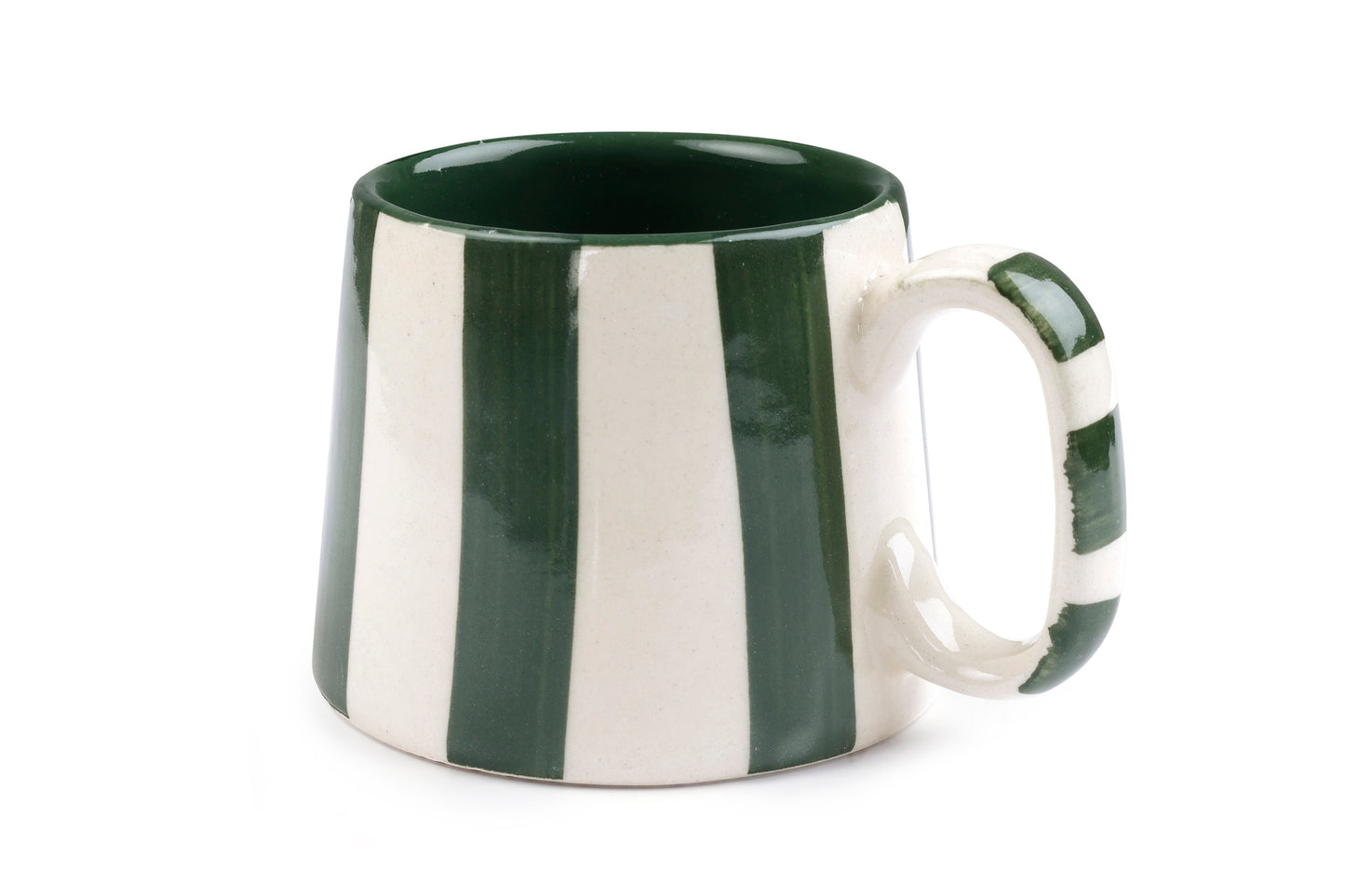 Ceramic Olive Stripe Coffee Mug - Set of 2