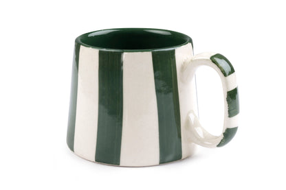 Ceramic Olive Stripe Coffee Mug - Set of 2