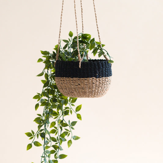 Colorblock Hanging Planter - Natural + Black