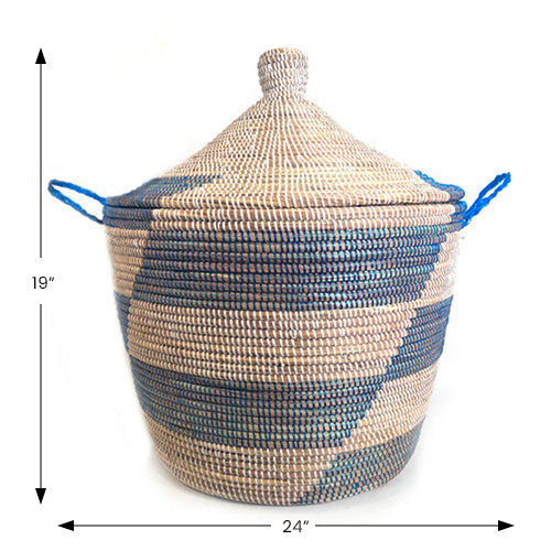 Low Profile Storage Basket – Blue Stripe