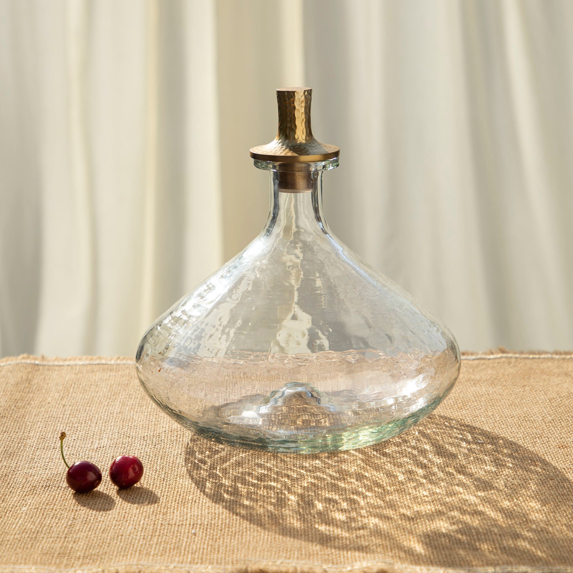 Wide Pebbled Glass Decanter