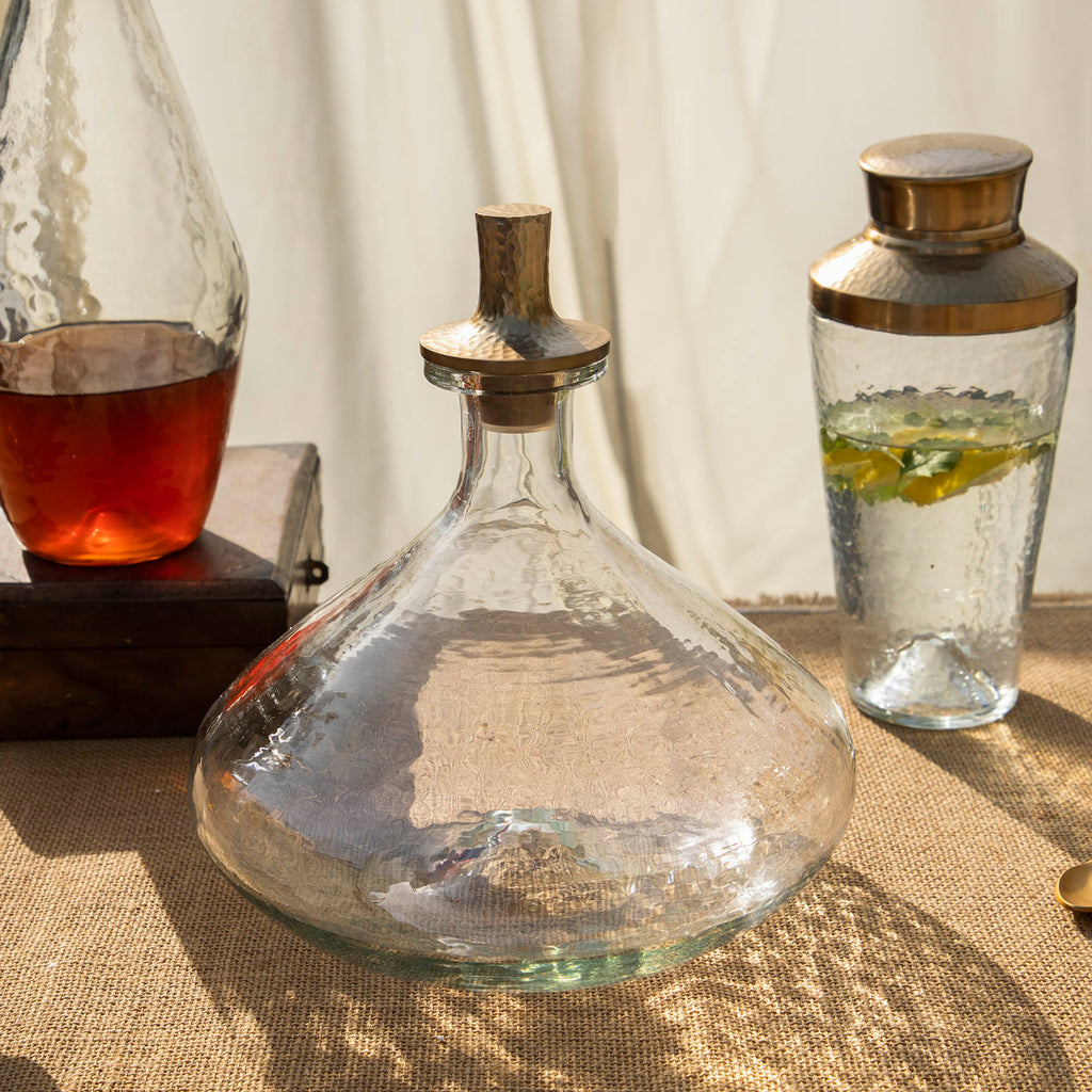 Wide Pebbled Glass Decanter