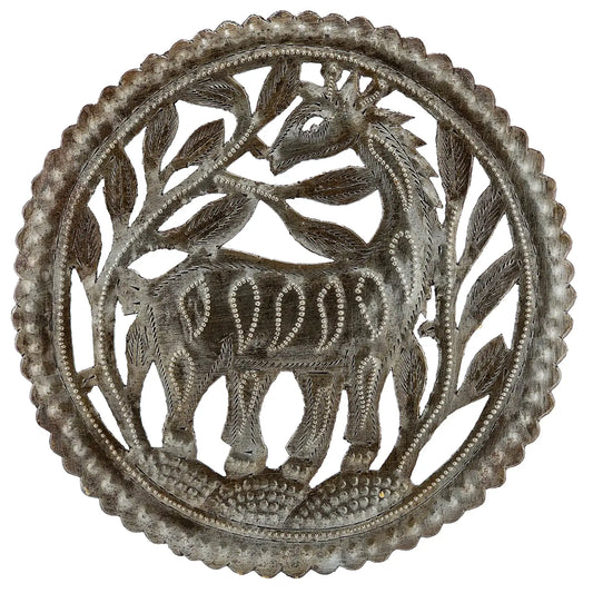 Round Giraffe Metal Wall Art