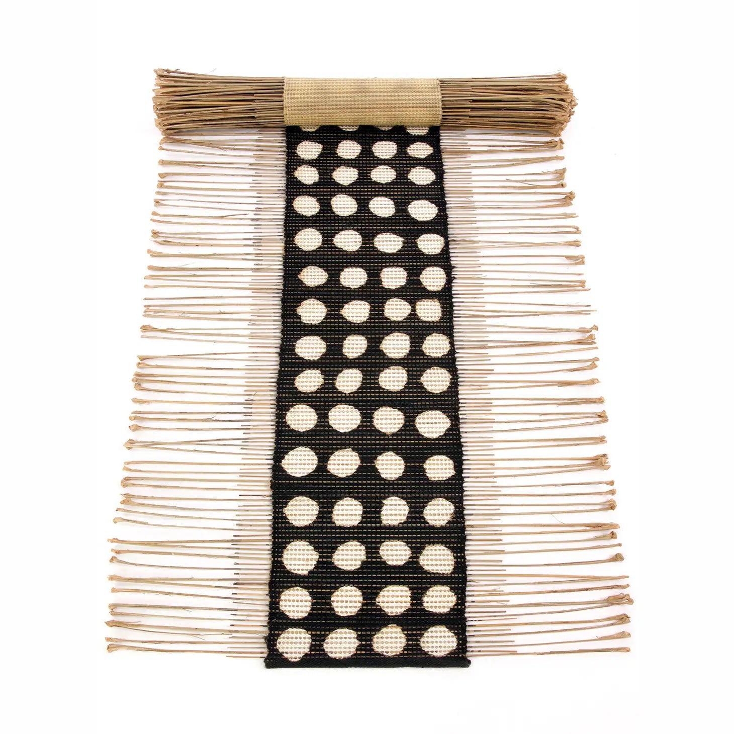 Twig & Mudcloth Table Runner - Black & White Polka Dot