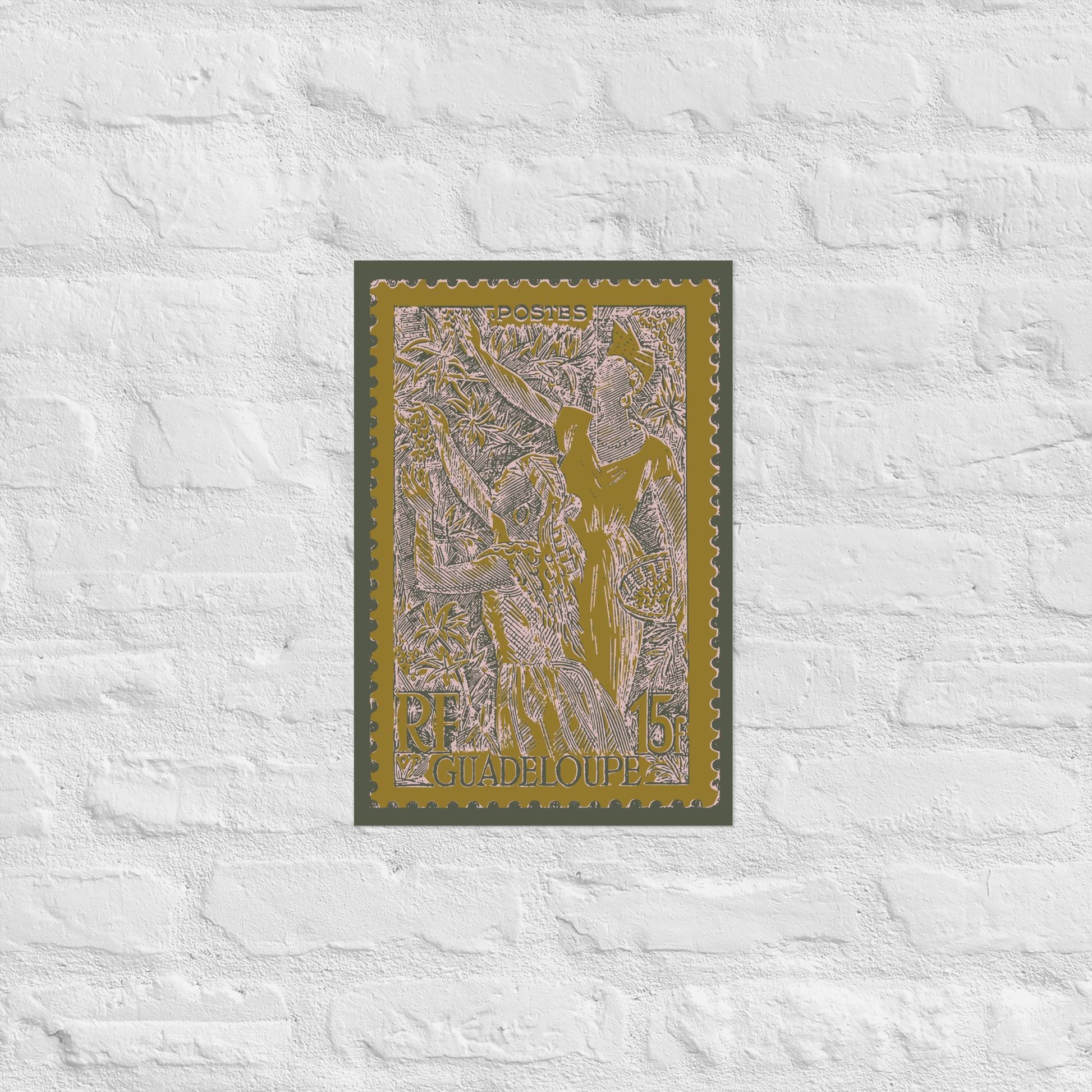 Guadeloupe stamp poster - vintage wall art inspired by Caribbean culture