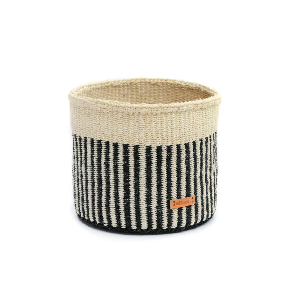 Sisal Storage Basket – Black & White Stripe