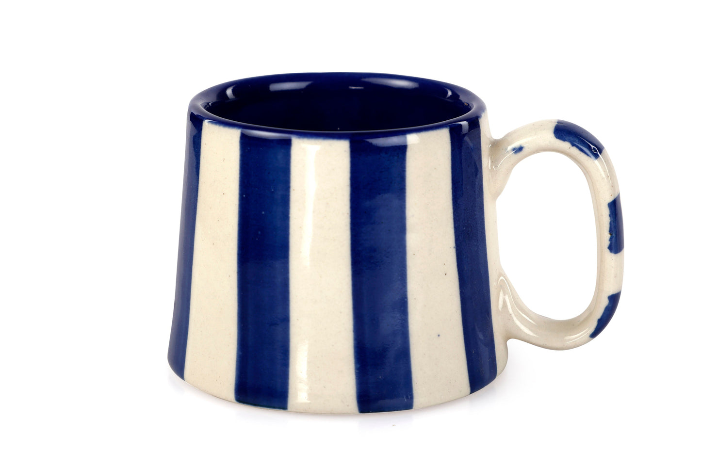 Ceramic Dark Blue Stripe Coffee Mug - Set of 2