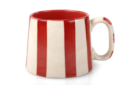 Ceramic Red Stripe Coffee Mug - Set of 2