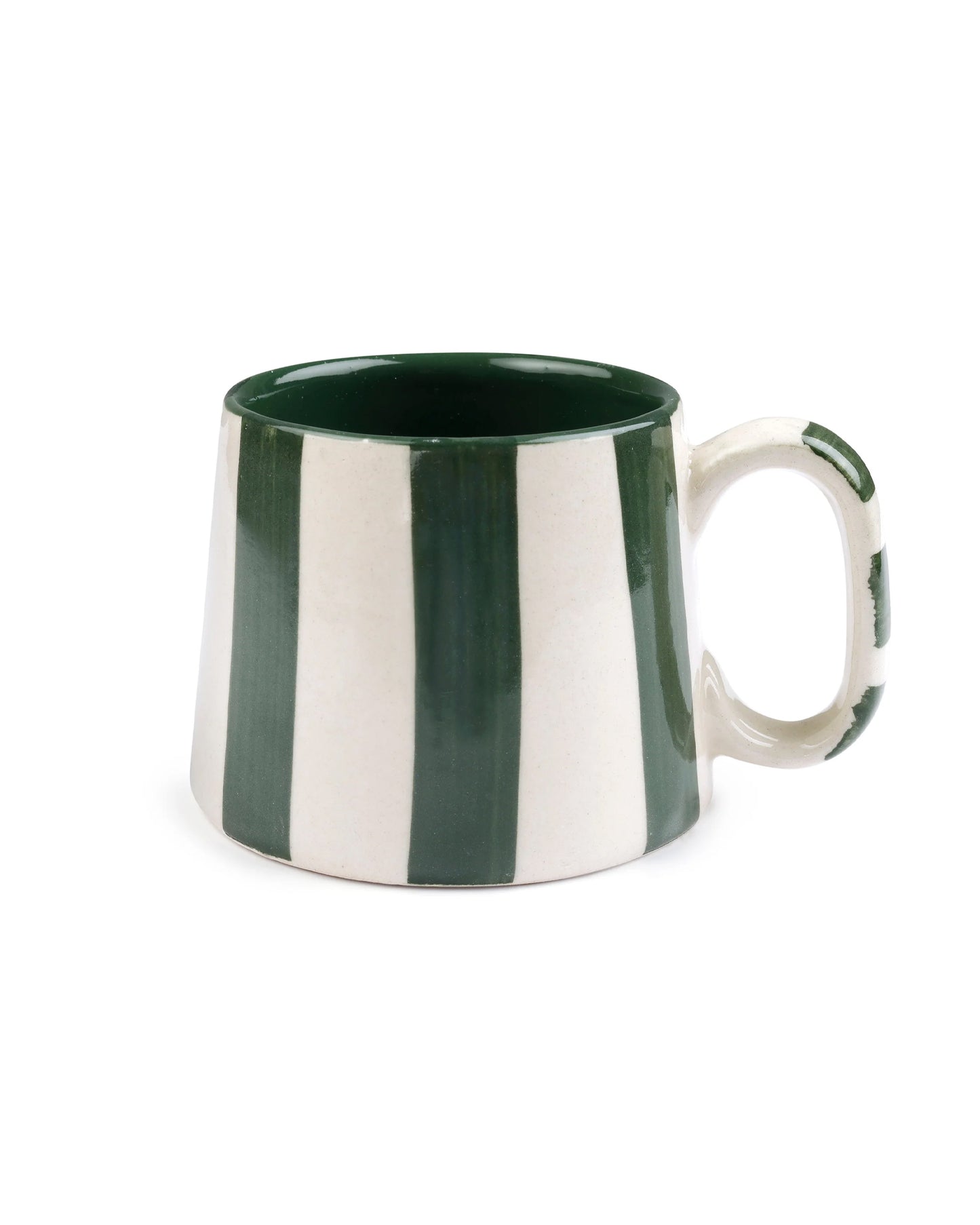Ceramic Olive Stripe Coffee Mug - Set of 2