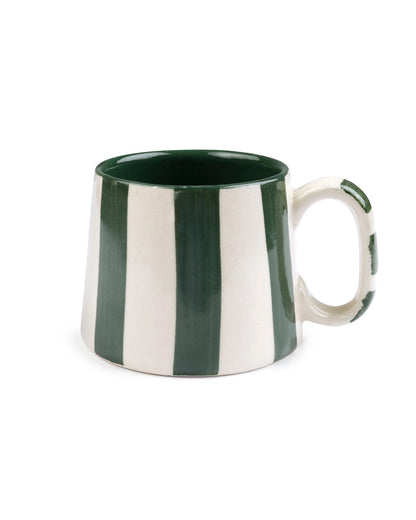 Ceramic Olive Stripe Coffee Mug - Set of 2
