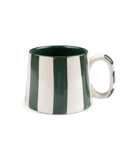 Ceramic Olive Stripe Coffee Mug - Set of 2