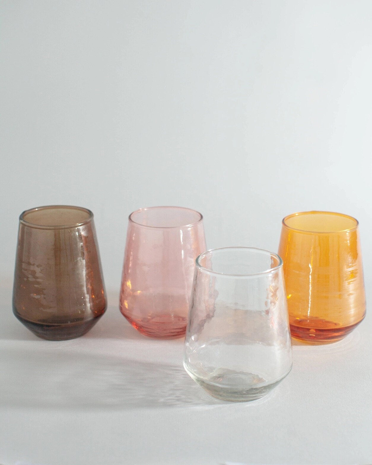 Hammered Glass Stemless Tumblers - Set of 2