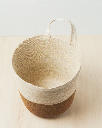 Handwoven Color-Block Hanging Basket