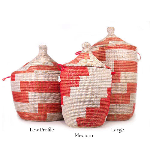 Medium Woven Storage Basket – Red Stripe