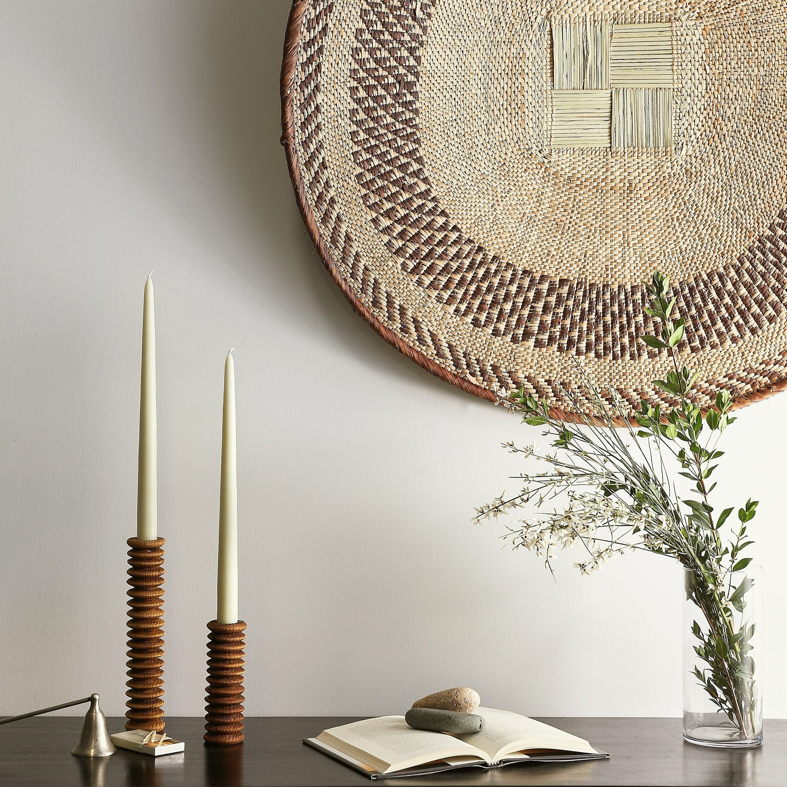 Sculpted Spiral Wood Candlestick Holder
