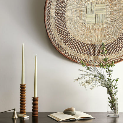 Sculpted Spiral Wood Candlestick Holder